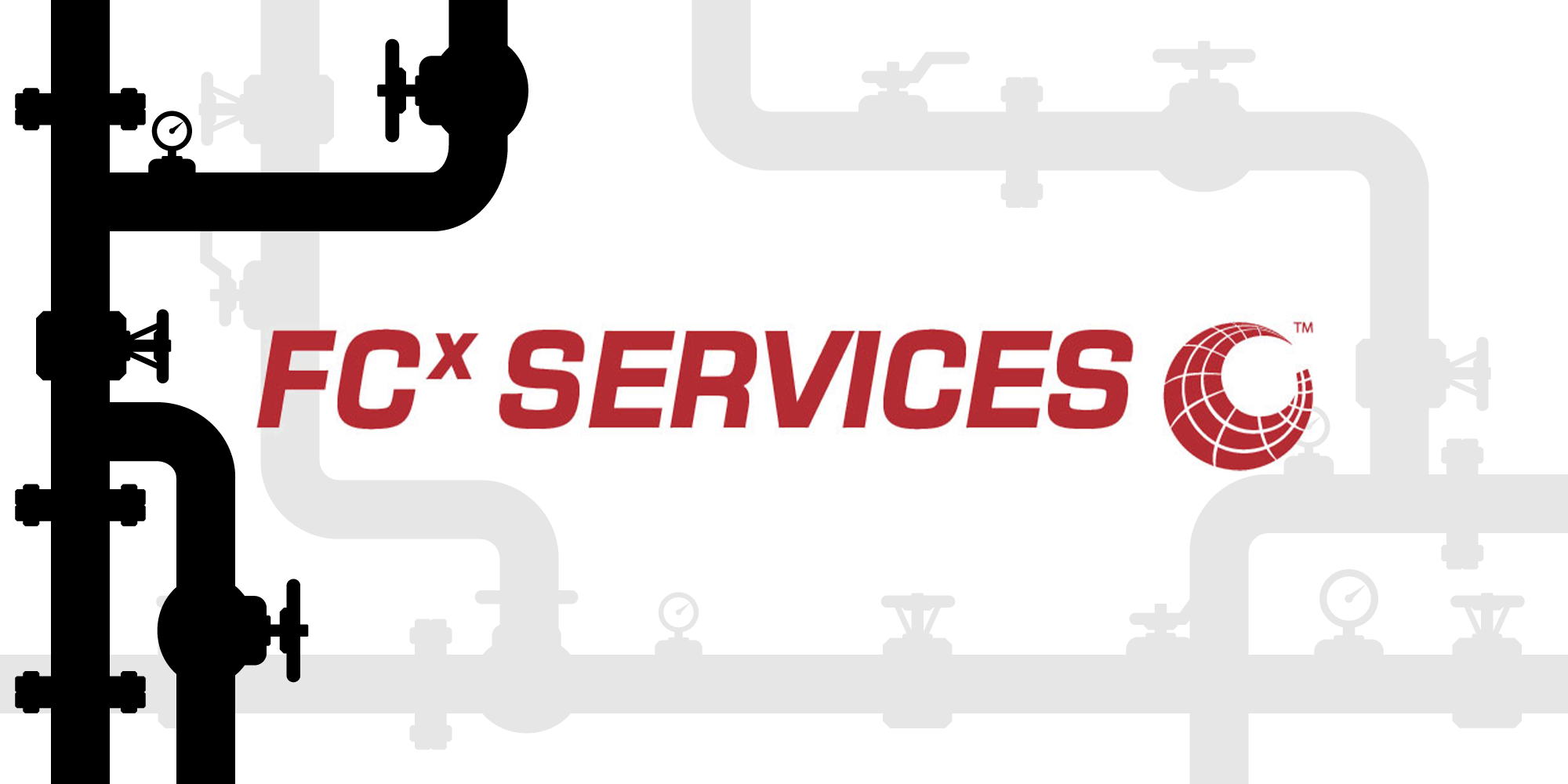 FCX Services logo with pipes surrounding it