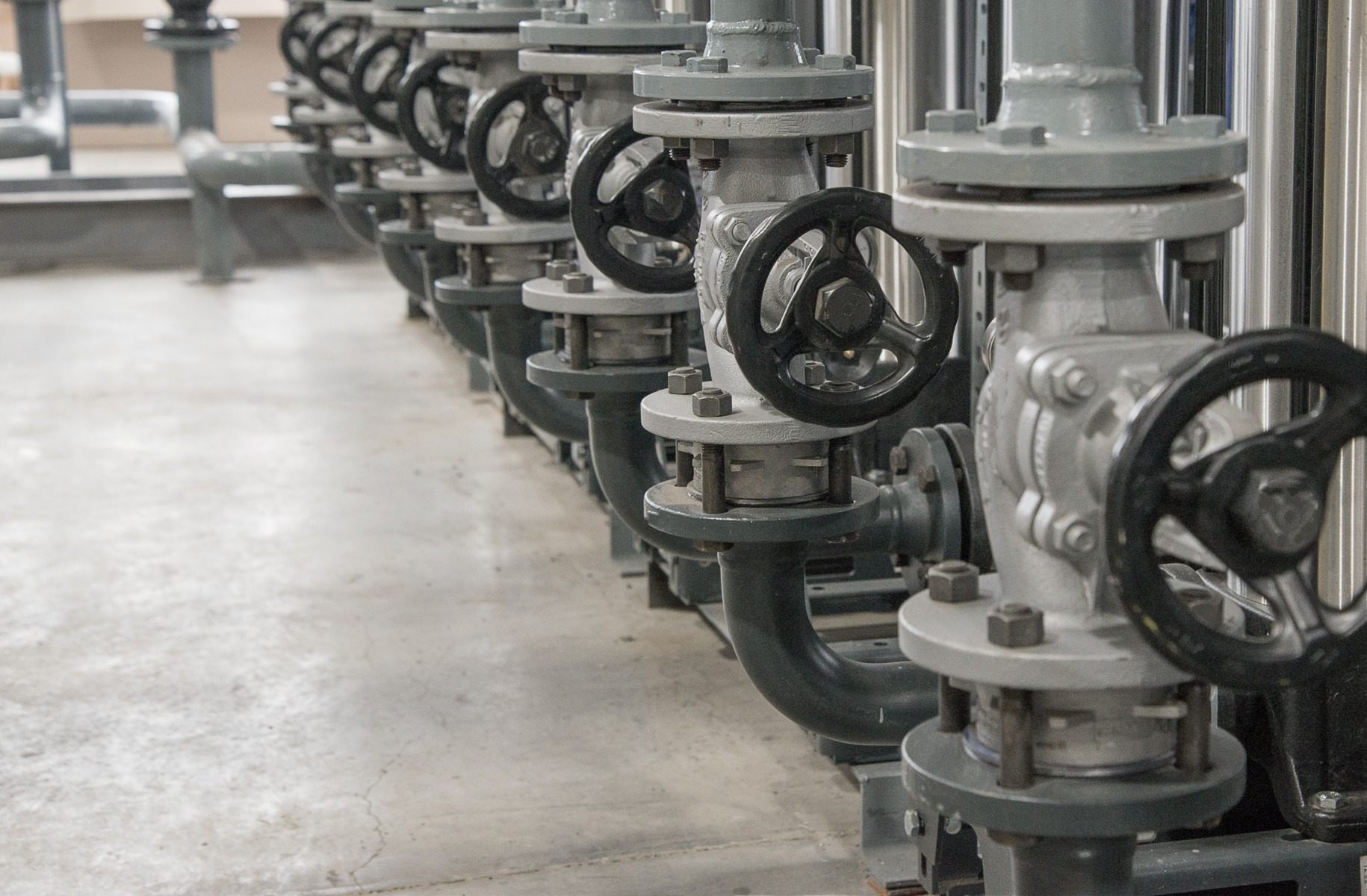 Metal valve of steam generators in a boiler room